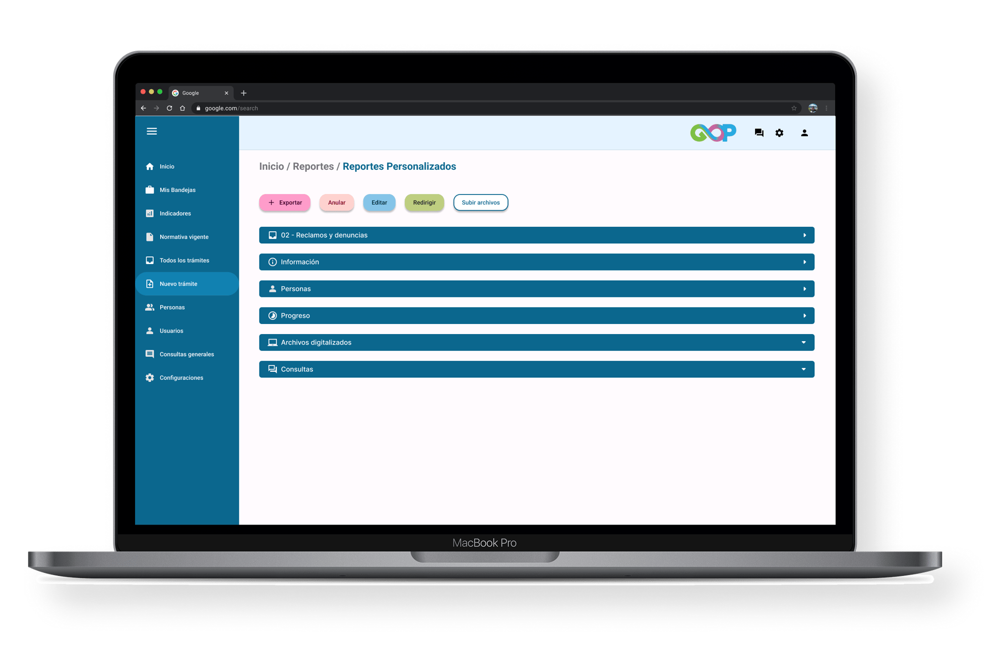 vista desktop web GOP